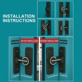 Pestillos para Puertas,pestillos de puerta de ángulo recto de 90 grados,Cerradura de Puerta Corredera,Pestillo de seguridad, cerradura de pestillo para jardín, baño,exterior (Negro (fluorescente))