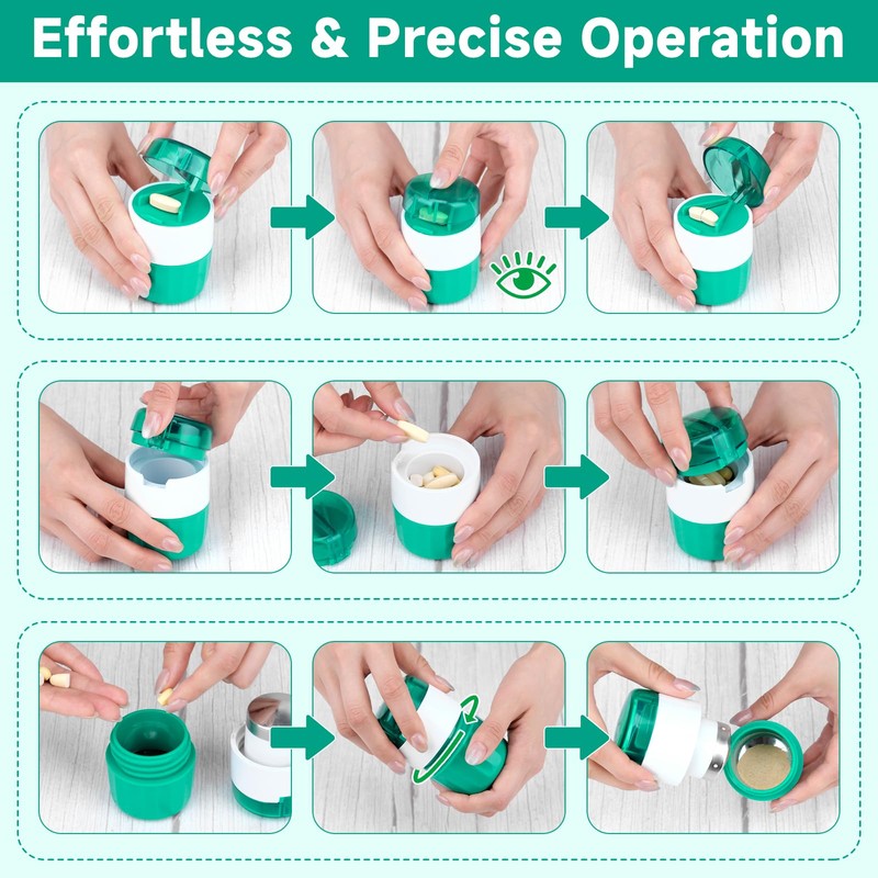 Hysagtek 3In1 Pill Crusher for Tablets - Tablet Grinder for