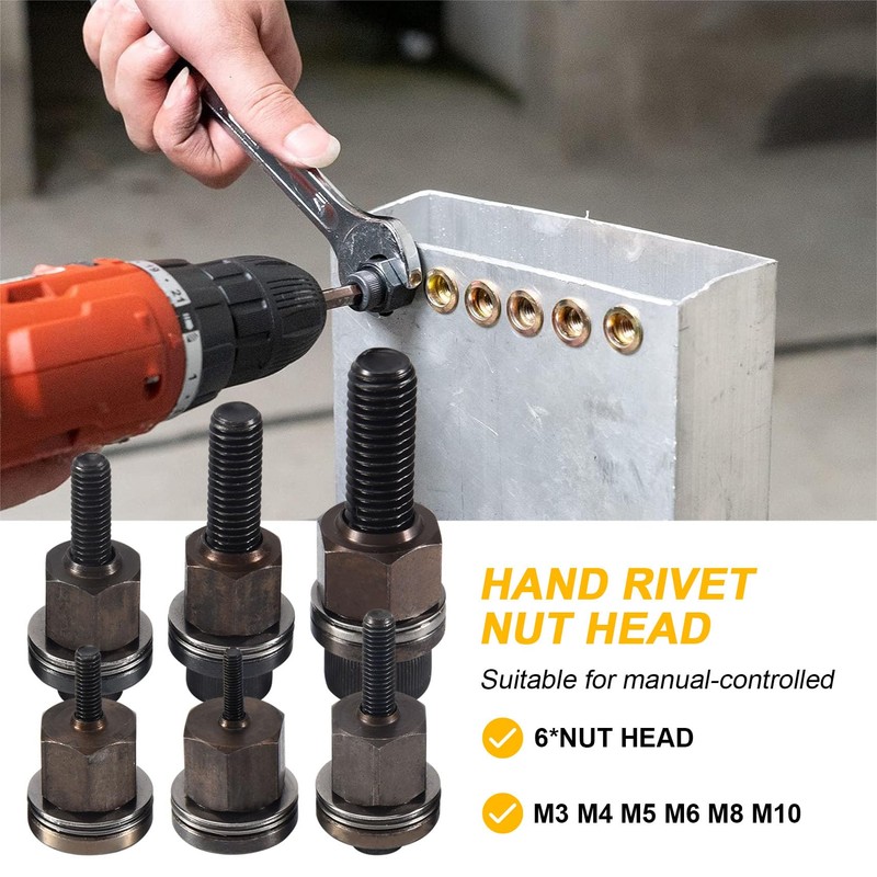 Smallterm 6Pcs Hand Rivet Nut Tool Set, Manual Riveter for