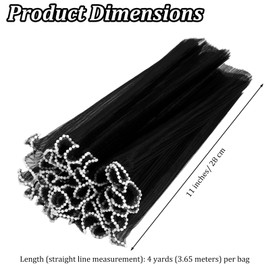 1 PCS 4 Yards Flower Wrapping Mesh Paper Pearl Mesh for Bouquets Pearl Edge Bouquet Wrapping Korean Bouquet Pearls Wrinkled Wavy Net Yarn Flower Paper for DIY Crafts Wedding Florist Supplies (Black)