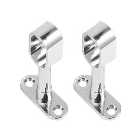 Pack of 2 Oval Wardrobe Rails, 17 x 31 mm, Chrome-Plated Steel, Side Wall Cupboard Pipe Bearing, Wall Mounting & Centre Support for Ceiling Mounting, Wardrobe Rail Extendable