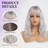 simkaylee Middle Length Silver Wigs for Women Ombre Grey Wavy