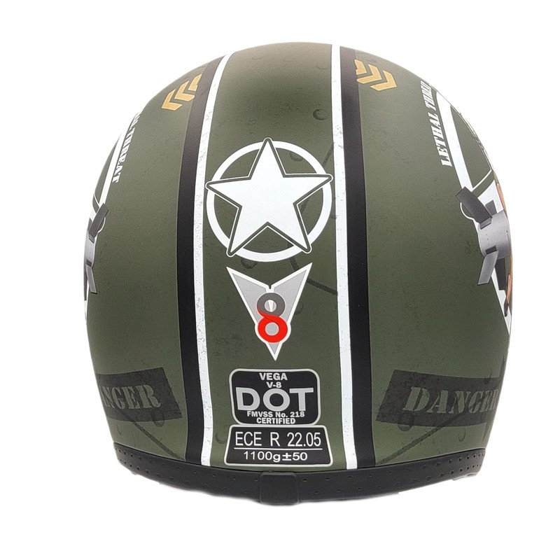 Vega V8 Retro Open Face Helmet 86029-223, Bombs Away, Medium