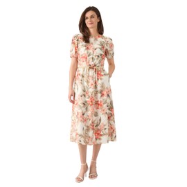 Kasper Women's Short Sleeve Floral Print Shirtdress, Vanilla ICE Multi