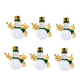 Christmas Napkin Rings Set of 6 Snowman Metal Napkin Ring Holders for Dining Table Decor for Holiday Party Decoration
