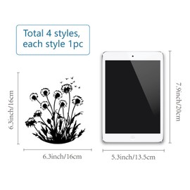 GORGECRAFT 4Pcs 16cm Dandelion Window Stickers Black Dandelion Flying Flowers Spring Summer Window Decals Round Anti-Collision Waterproof Removable Glass Doors Static Cling for Home Office Shop Decor
