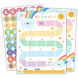 20 Rainbow Reward Chart with 432 Round Stickers, Incentive Behavior Chart for Kids at Home Classroom, Kids Routine Daily Chore Sticker Chart-B16
