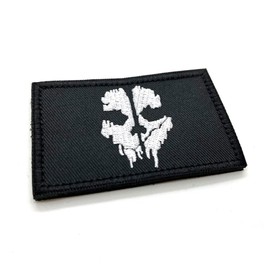 Ghost Skull Tactical Fabric Embroidered Morale Patch Badge 8cm x 5cm Hook & Loop Airsoft COD Tactical Cosplay UK