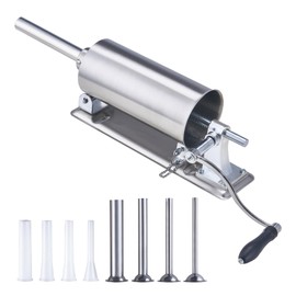 Happybuy Manual Sausage Stuffer, Made of Food-Grade Stainless Steel, Includes 8 Stuffing Tubes, for Home Kitchen Restaurant Commercial, 2.5 L / 6 LBS Horizontal Sausage Machine with U-type Clamp
