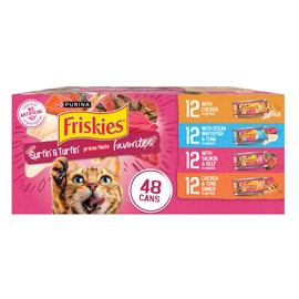 Purina Friskies Gravy Wet Cat Food Variety Pack, Surfin’ and Turfin’ Prime Filets Favorites - 48 ct. Can