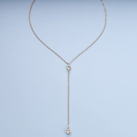 Yrolrorh Boho Crystal Pendant Necklace Gold Chain Lariat Rhinestone Drop Pendant Crystal Wedding Y Necklace Charm Fashion Jewelry Gift for Women (Gold)