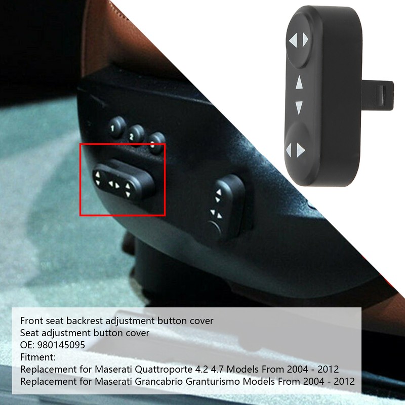Front Seat Cushion Adjust Button 980145095 ABS Replacement for Maserati