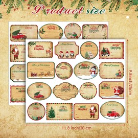 Jetec 192 Pcs Vintage Christmas Name Tags Self Adhesive Gift Tag Stickers Xmas Presents Labels with Santa Claus Snowmen Xmas Tree Deer for Festival Christmas Birthday Wedding Presents Gift