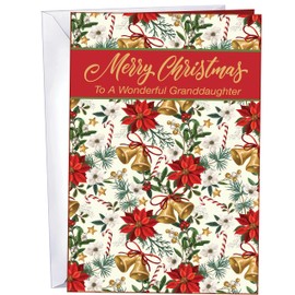 Chuck's Card-O-Rama - Granddaughter Christmas Card - MADE in CHICAGO - Large Card Opens to 10" x 7.75" - Packaged in Extra Sturdy Mailer - Very Colorful! - 1011