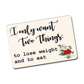 Kruzroyal FM116 I only want two things, to lose weight and to eat Novelty Funny Gift Idea Glossy Rectangle Metal Fridge Magnet