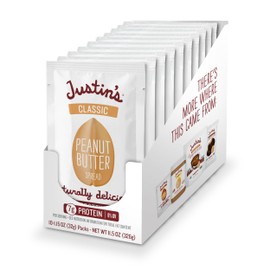 Justin's Classic Peanut Butter Squeeze Packs, Only Two Ingredients, Gluten-free, Non-GMO, Responsibly Sourced, 10 Pack (1.15oz each)