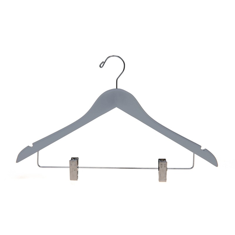 Quality Wooden Skirt Hangers with Clips, 20-Pack Smooth Solid Wood
