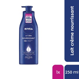NIVEA Nourishing Milk, 48 Hours, Dry to Extra Dry Skin (1 x 250 ml), Moisturising Cream with Care Concentrate & Sweet Almond Oil, Body Milk with Intensive Nutrition