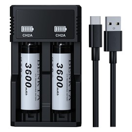 MLGBDC 18650 Rechargeable Battery 3600mAh Li-ion Batteries 3.7volt Batteries for Flashlight, Headlamp, etc(2 Pack, Button Top,with Battery Charger)