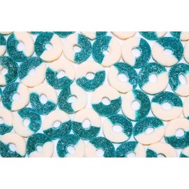 Grandys Candys Blue Raspberry Gummi Rings- Soft, Chewy, Sugar Dusted Candy (8 Oz)