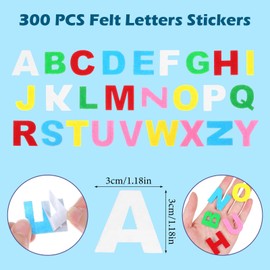 Nogeqi 300 PCS Foam Letters Stickers for Crafts Self-Adhesive Felt Letters Alphabet Foam Sticky Letters for Kids Crafts Soft ABC Stickers Puffy ABC Multicolor