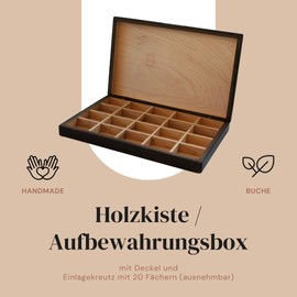 Storage Box with Lid and Einlagefächern (beech), 27 x 17 x 3.5 CM