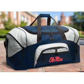 Ole Miss Duffel Bag LARGE University of Mississippi Suitcase or Gym Bag for Men Ladies Him or Her! (Navy)