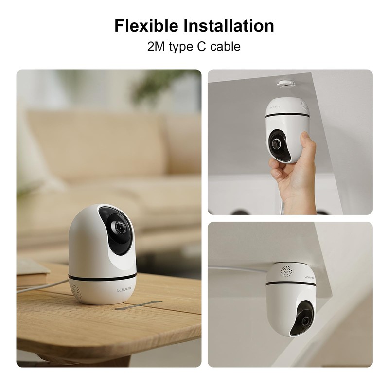 WUUK 4MP Indoor Security Camera, Pan Tilt Cam for Baby/Elder/Dog/Pet,