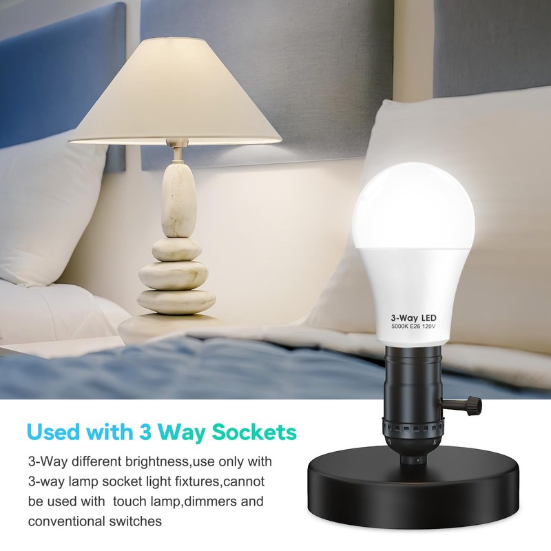 Gonhom 3 Way LED Light Bulbs 50 100 150W Equivalent,