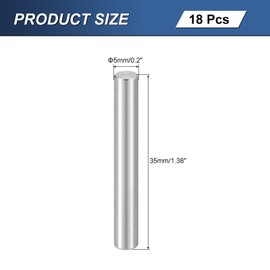 uxcell 18Pcs M5 x 35mm 304 Stainless Steel Dowel Pin, Cylindrical Shelf Support Peg Pin Parallel Pin Fastener for Mechanical Manufacturing, Industry, Furniture Installation, Silver