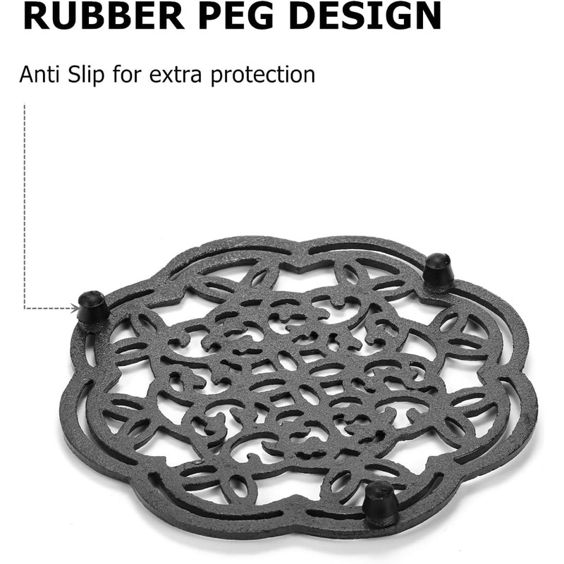 Yopay 2 Pack Cast Iron Trivet Heavy Duty, 7.7 inch