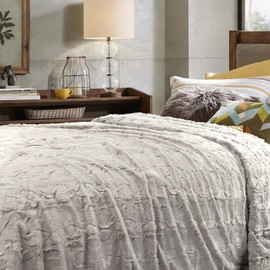 TOONOW Faux Fur Luxury Throw Blanket,Double Side Soft Fluffy Shaggy Fuzzy Blanket for Couch Sofa Bed (Pumice Stone, Queen Size)