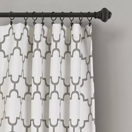 Lush Decor, Gray Bellagio Room Darkening Curtains-Trellis Geometric Design Window Panel Drapes Set for Living, Dining, Bedroom (Pair), 95” x 52