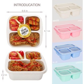 Bento Box, 8 Pack 3 Snack Containers Reusable Lunch Box, Food Storage Compartments Meal Prep Lunch Containers with Lids, Stackable Snack Boxes for Kids Adults, Work, and Travel