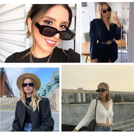 FSMILING 10 Pack Black Retro Festival Square Sunglasses - Multipack For Men & Women