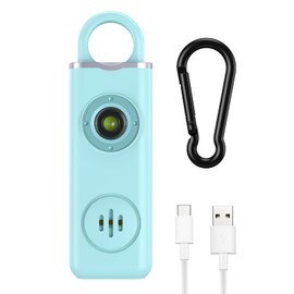 AMIR Personal Alarm Keychain for Women Safety - Loud 130 dB Siren with Strobe Light and Carabiner - Helps Women, Children, Men, Seniors, Elderly Emergency Call - Blue