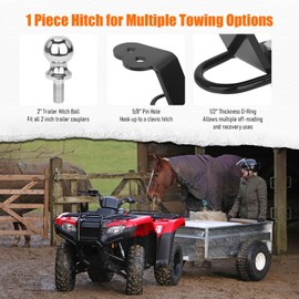 Chelhead UTV ATV 3-Way Hitch Adapter with 2 inch Ball 3500lbs for ATV UTV Trailer Hitch Adapter, 3" Drop/Rise, 3 Mounting Options, (3 Way Hitch Adapter with Ball)