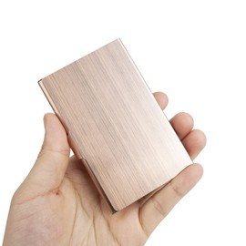 Muka Business Card Case Metal Card Holder Slim Stainless Steel Pocket Card Holder for Men & Women, 3.7" L x 2.4" W x 0.3" H-Bronze