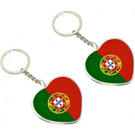 JAVD Paquete de 2 llaveros con bandera de Portugal, Portugal, medium size