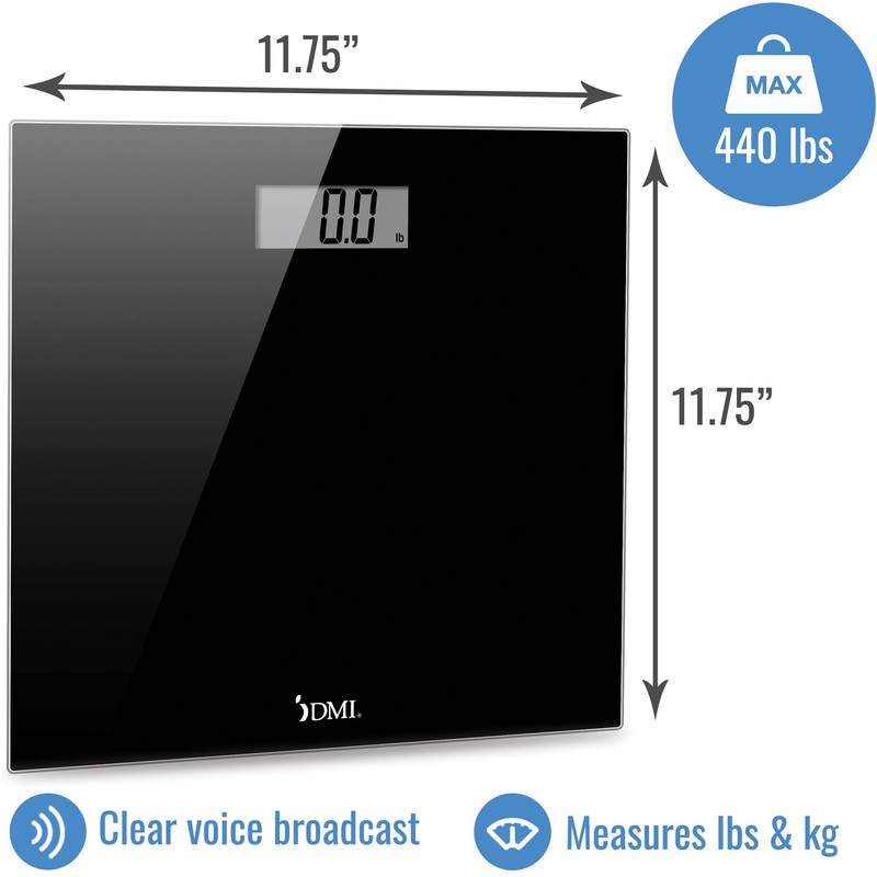 DMI Digital Talking Bathroom Scale, Sleek Tempered Glass, Clinically Accurate