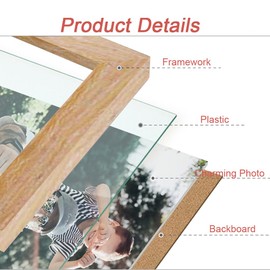 FALAZAR Triple Hinged Photo Frame, Multi-Panel Folding Display, Fits Photo Size 5 x 7" (13 x 18cm), Small Portrait Picture Frame with Stand Freestanding Photo Certificate Display (Natural,5 x 7)