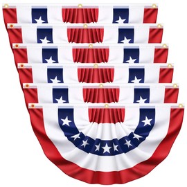 3x6 Ft 6 Pack American Pleated Fan Flag, Patriotic Half Fan Banner American Flag Decoration Bunting for Outside Red White and Blue Decor Independence Day Memorial Day 4th of july Decorations