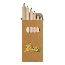 Azeeda 6 x 'Crouching Tiger' Short 85mm Pencils/Coloured Pencil Set (PE00067530)