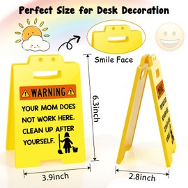 XgiftCreat Funny Daughter Gifts from Mom - Clean up after Yourself, Home Bedroom Cute Fun Mini Caution Desk Sign for Son Girl Boy Kids Children