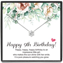 JeeweLife 9 Years Old Gift for Girls, Sterling Silver Necklace for Girls, Best Gifts for 9 Year Old Girl, 9th Birthday Girl Gift