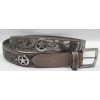 Mossy Oak Camouflage Leather & Canvas Belt With Lone Star