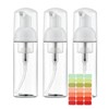 3 Pack 2oz Clear Plastic Foam Pump Bottles with Sticker