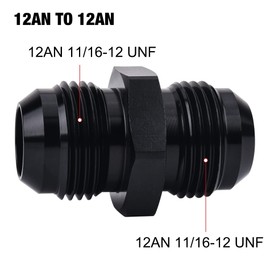 EVIL ENERGY 12AN Male to Male Flare Coupler Union Straight Fuel Hose Adapter Fitting Black 2PCS