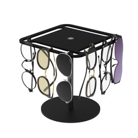 LoengMax 360° Rotating Acrylic Sunglasses & Eyeglasses Display Rack - Black Tabletop Organizer for Eyewear