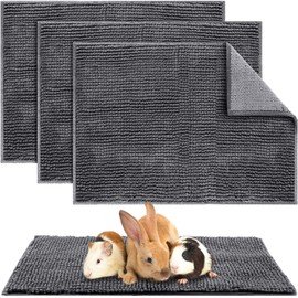 Amylove 4 Pcs Guinea Pig Cage Liner Guinea Pig Bedding Washable Fleece Pee Pads Reusable Small Animals Training Mat Small Animal Sleeping Bed for Bunny Hamster(Dark Gray,16 x 24 Inch)